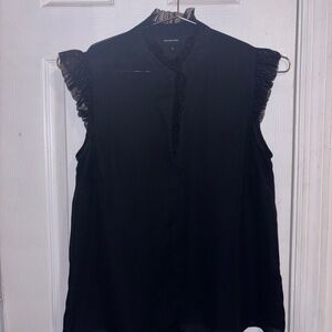 Who What Wear Black High Neck Dress Shirt size Small